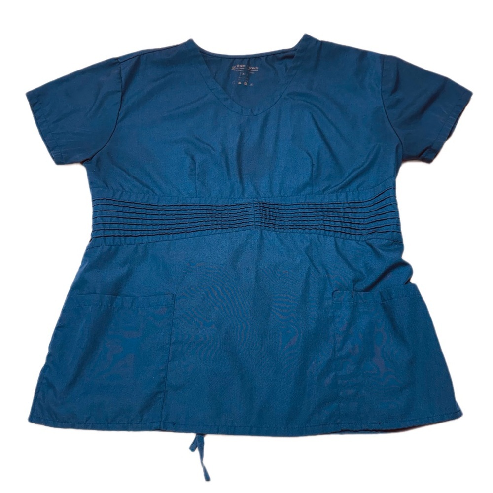 Green Town Blue V-Neck Scrub Top Size XL